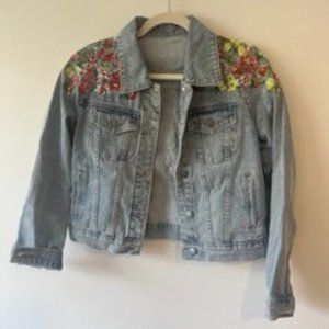 Floral Embroidered Jean Jacket - bundle 4 items for $20 (anything $25 & under)